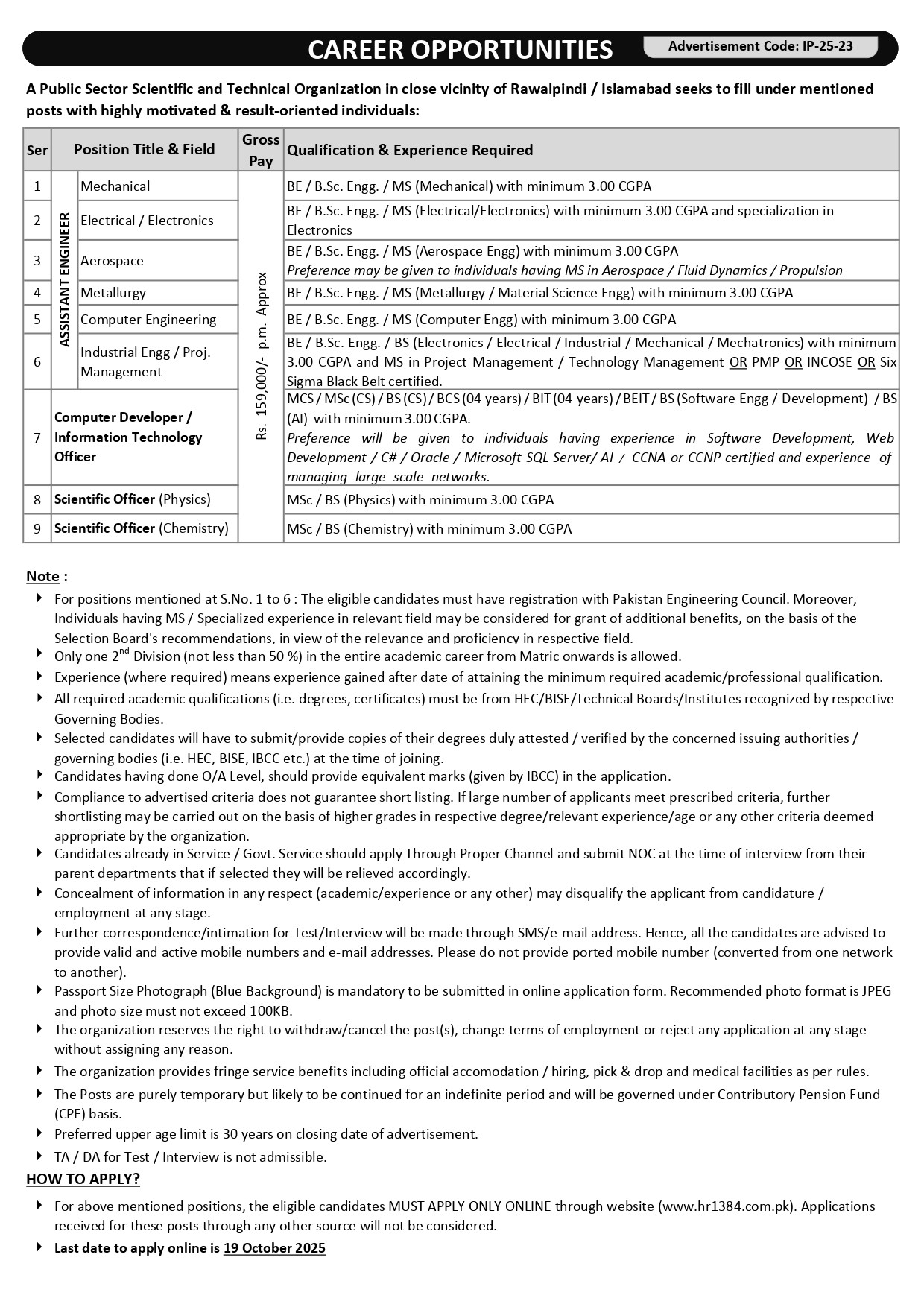 Lastest Government Jobs in KRL | P.O 1384